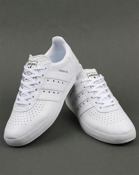 adidas white leather|solid white leather shoes.